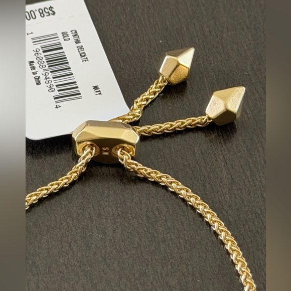 Kendra Scott 14K Gold Plated Cynthia Navy Cats Eye Glass Chain Bracelet - Picture 4 of 8